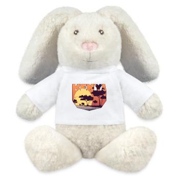 Kenya design with landscape / gift - MiniFeet® RecycelHase® Bunny Cream - white - Front