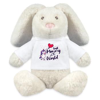 Beste Mama Mutter Muttertag Alles Gute Supermama - MiniFeet® RecycelHase® Creme - Weiß - Vorne
