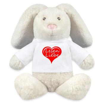 Lesen Liebe Buch Bücher Leser Sprüche - MiniFeet® RecycelHase® Creme - Weiß - Vorne