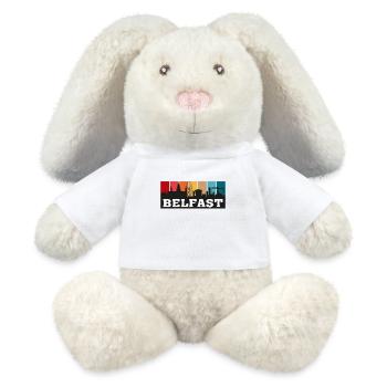 Belfast Nordirland Travel Souvenir Skyline - MiniFeet® RecycelHase® Creme - Weiß - Vorne