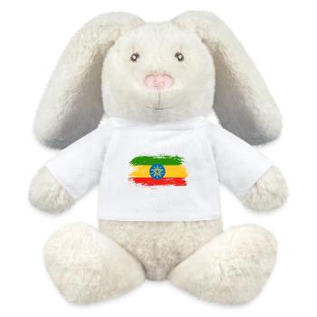 Ethiopia flag design / gift idea - MiniFeet® RecycelHase® Bunny Cream - white - Front