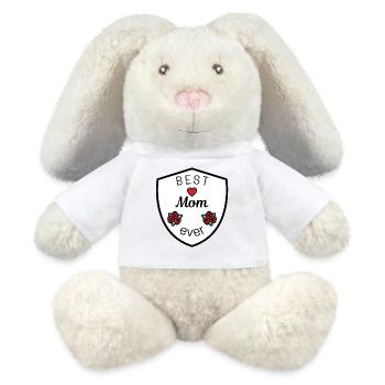 best mom ever blason bouclier armoiries coeur - Lapin en peluche recyclé MiniFeet® Crème - blanc - Devant