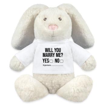 Veux-tu m'épouser? - Lapin en peluche recyclé MiniFeet® Crème - blanc - Devant