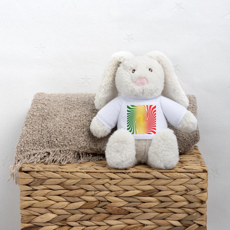 Psychodelisches Spiraldesign mit Regenbogenfarben MiniFeet® RecycelHase® Creme