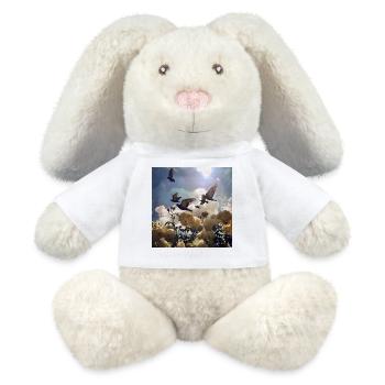 Migration des oiseaux sur les pétales de rose - Lapin en peluche recyclé MiniFeet® Crème - blanc - Devant