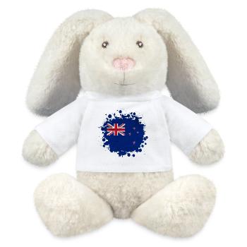 New Zealand vintage splash flags design - MiniFeet® RecycelHase® Bunny Cream - white - Front