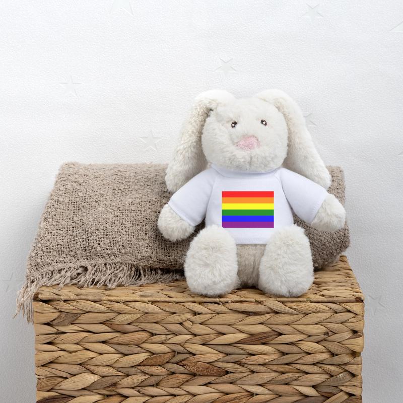 Pride Regenbogen Flaggendesign MiniFeet® RecycelHase® Creme