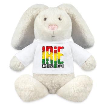 Design reggae vibrant aux couleurs de l’arc-en-ciel - Lapin en peluche recyclé MiniFeet® Crème - blanc - Devant