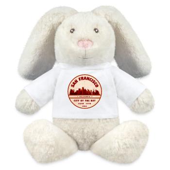Insigne vintage du paysage urbain de San Francisco - Lapin en peluche recyclé MiniFeet® Crème - blanc - Devant