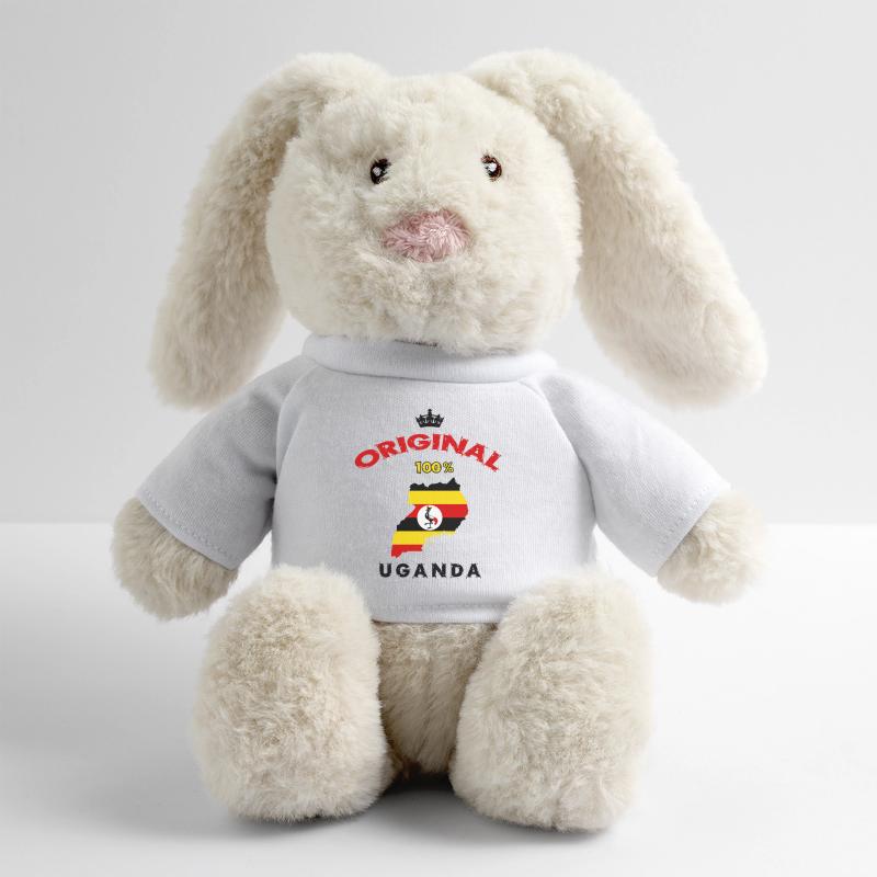 Design original 100 % drapeau ougandais Lapin en peluche recyclé MiniFeet® Crème
