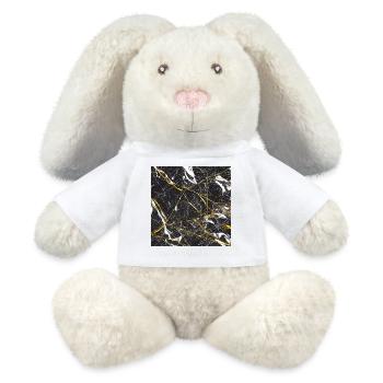 Marbre Or Noir Imitation Marbre - Lapin en peluche recyclé MiniFeet® Crème - blanc - Devant