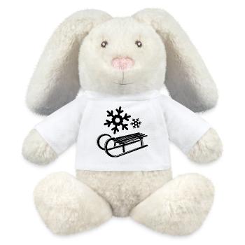 Traîneaux à neige Cristaux de glace Flocons de neige Hiver - Lapin en peluche recyclé MiniFeet® Crème - blanc - Devant
