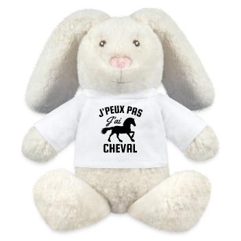 Je peux pas j'ai cheval - Lapin en peluche recyclé MiniFeet® Crème - blanc - Devant