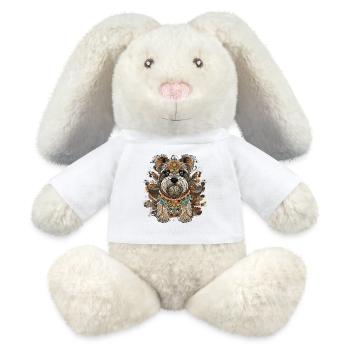 Chien mosaïque - Lapin en peluche recyclé MiniFeet® Crème - blanc - Devant