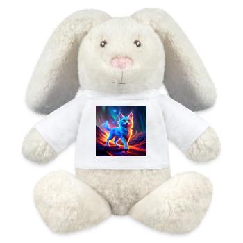 Wonderful blue cat. - MiniFeet® RecycelHase® Bunny Cream - white - Front