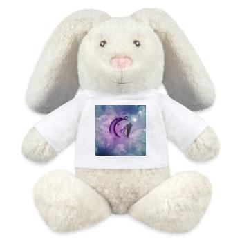 Fée sur la Lune - Lapin en peluche recyclé MiniFeet® Crème - blanc - Devant