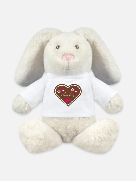 "Jahrmarkt-Liebe" - Schmusekatze pink - MiniFeet® RecycelHase® Creme - Weiß