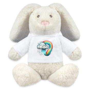 Nuage arc-en-ciel - Lapin en peluche recyclé MiniFeet® Crème - blanc - Devant