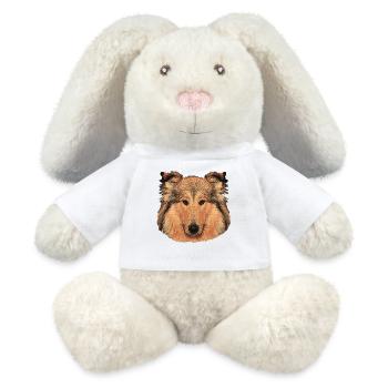 hunde tees mädchen, langhaar collie - MiniFeet® RecycelHase® Creme - Weiß - Vorne