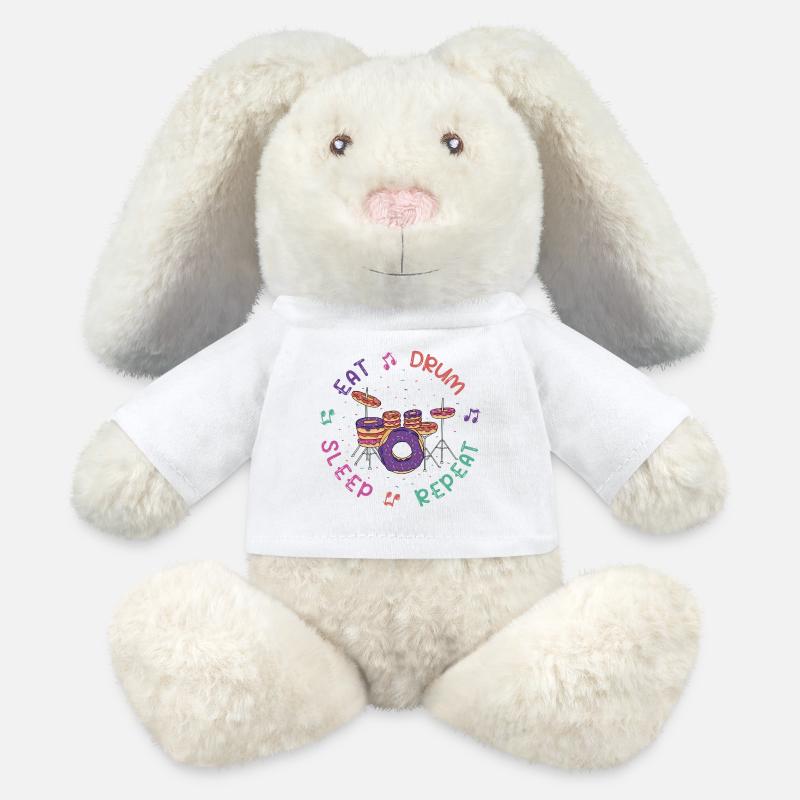 Funny Drum Kit from Donuts - Music Drums - MiniFeet® RecycelHase® Bunny Cream - white