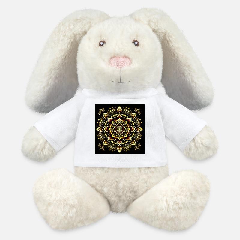 Mandala Gold auf schwarzem Hintergrund - MiniFeet® RecycelHase® Creme - Weiß