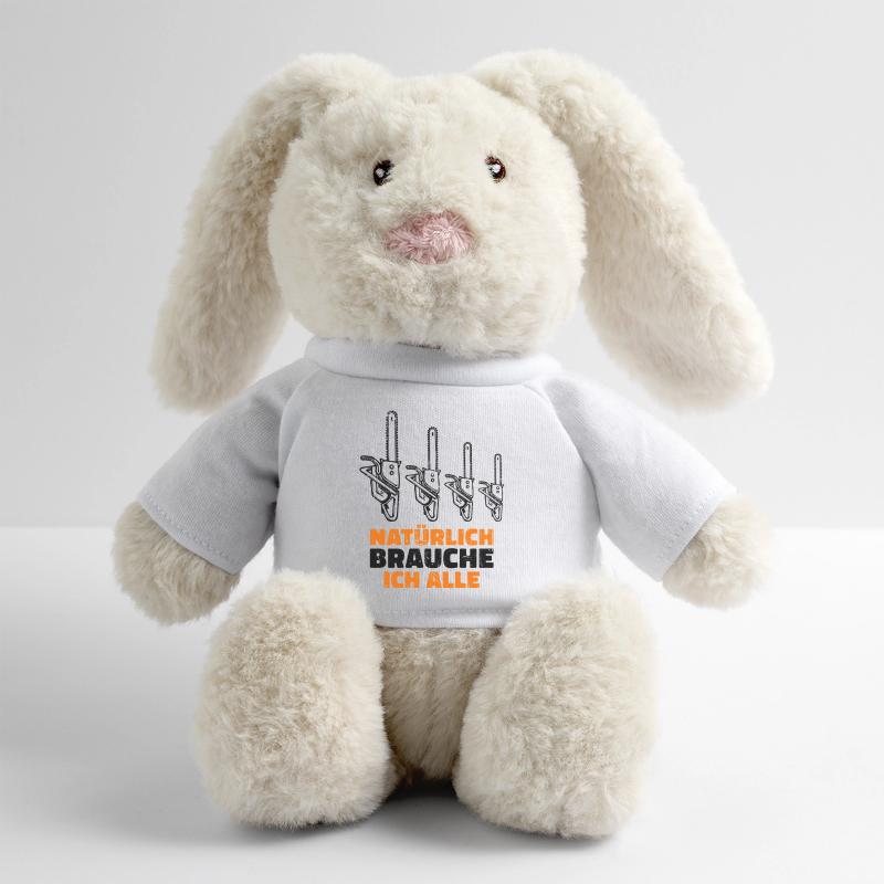 Bois de chauffage scie bûcheron déclaration forestier Lapin en peluche recyclé MiniFeet® Crème