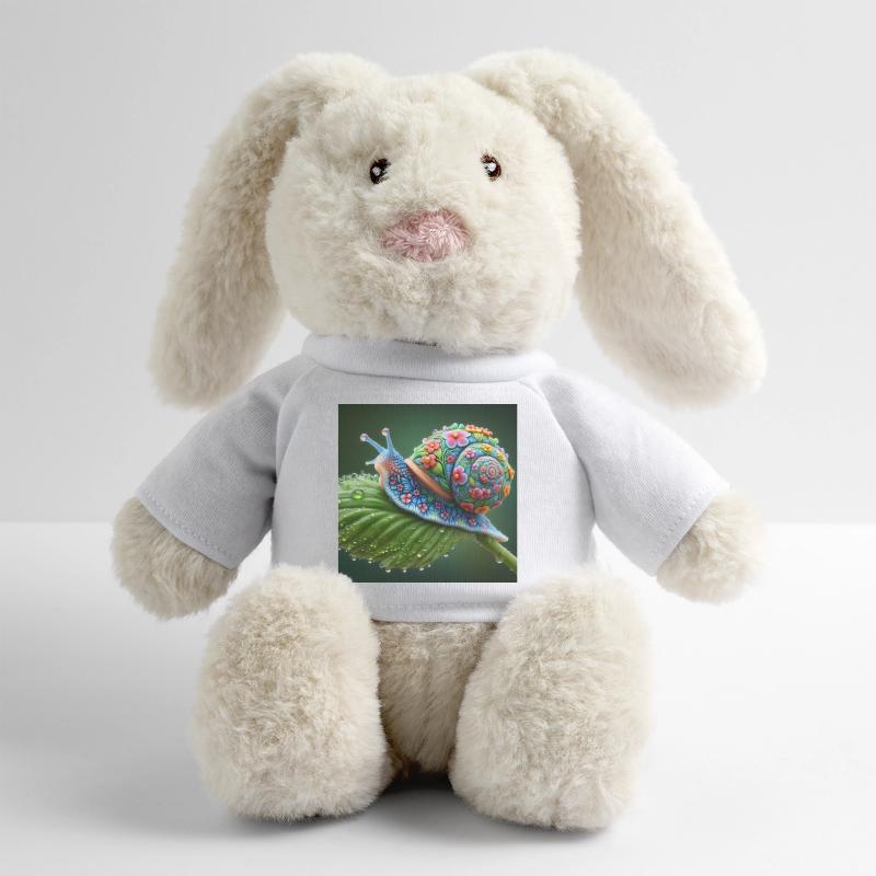 Escargot en fleurs Lapin en peluche recyclé MiniFeet® Crème