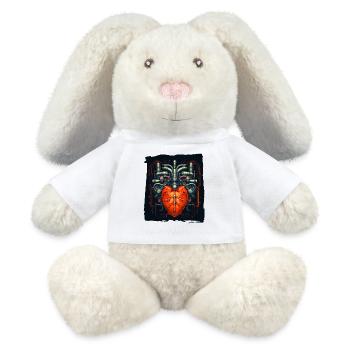 Le cœur, moteur de la vie - Lapin en peluche recyclé MiniFeet® Crème - blanc - Devant
