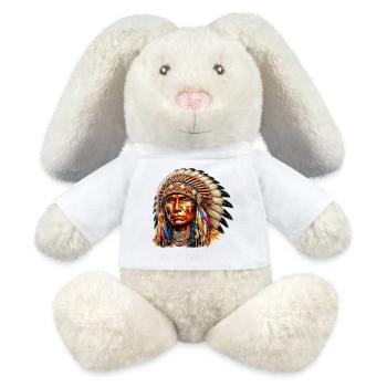 Amérindien Peau rouge d’Amérique - Lapin en peluche recyclé MiniFeet® Crème - blanc - Devant