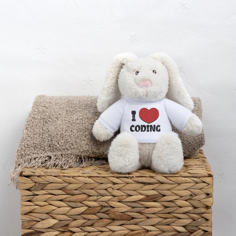 Script de code Debug Heart Statement Lapin en peluche recyclé MiniFeet® Crème