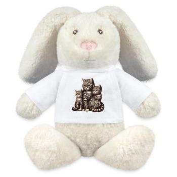 decorated cat family with ornate patterns - MiniFeet® RecycelHase® Bunny Cream - white - Front