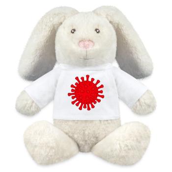 Red Covid molecule illustration - MiniFeet® RecycelHase® Bunny Cream - white - Front