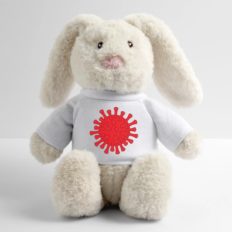 Red Covid molecule illustration MiniFeet® RecycelHase® Bunny Cream