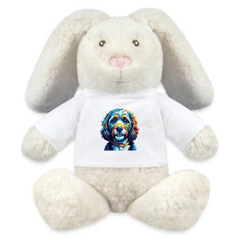 Cockapoo Chien Race Coloré Dessin Animé Kawaii - Lapin en peluche recyclé MiniFeet® Crème - blanc - Devant