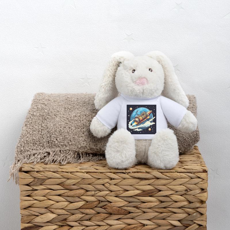 Vol de fusée dans l’espace Lapin en peluche recyclé MiniFeet® Crème