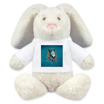 Stilisierter Wolf mit leuchtend blauem und goldenem Fell - MiniFeet® RecycelHase® Creme - Weiß - Vorne