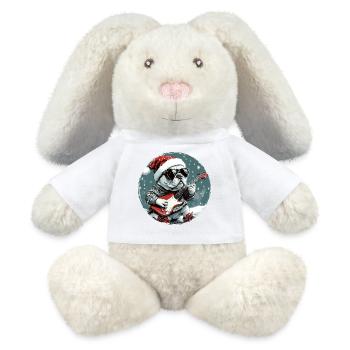Französische Bulldogge Hund Weihnachten Rocker Git - MiniFeet® RecycelHase® Creme - Weiß - Vorne