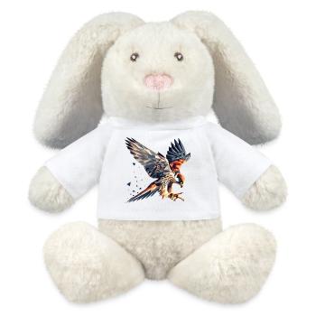 Faucon oiseau de proie style polygone - Lapin en peluche recyclé MiniFeet® Crème - blanc - Devant