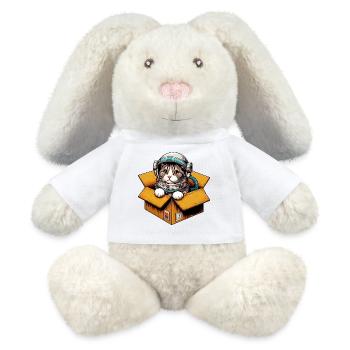 Chat astronaute - Lapin en peluche recyclé MiniFeet® Crème - blanc - Devant