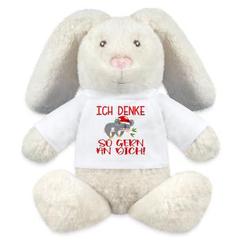 WEIHNACHTEN BEZIEHUNG - ICH DENKE AN DICH - MiniFeet® RecycelHase® Creme - Weiß - Vorne