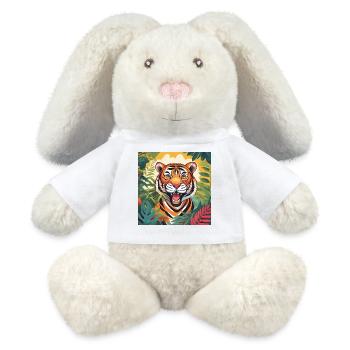 Lebendiger Dschungeltiger Illustration - MiniFeet® RecycelHase® Creme - Weiß - Vorne