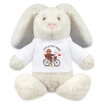 Charming Sloth on Vintage Bike with Heart Basket - MiniFeet® RecycelHase® Bunny Cream - white - Front