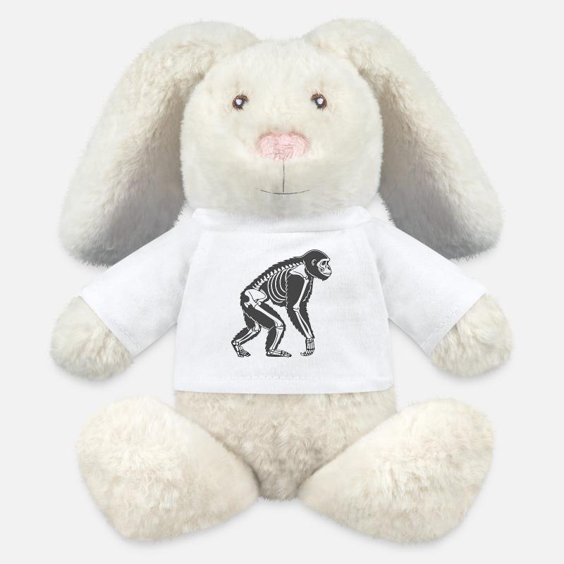 Squelette de gorille - Conception d’animaux sombres dans le style vectoriel - Lapin en peluche recyclé MiniFeet® Crème - blanc