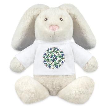 Blätter Mandala im Nachtgrün - MiniFeet® RecycelHase® Creme - Weiß - Vorne