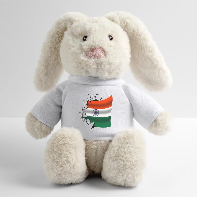 Drapeau de l’Inde - Inde - Drapeau Broken Design Lapin en peluche recyclé MiniFeet® Crème