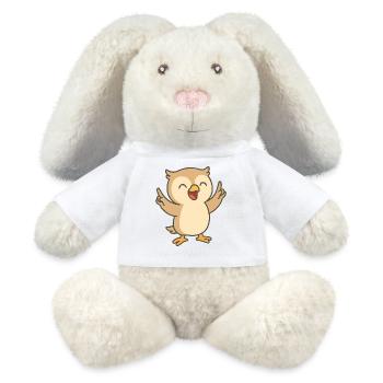 Hibou de bonne humeur - Lapin en peluche recyclé MiniFeet® Crème - blanc - Devant