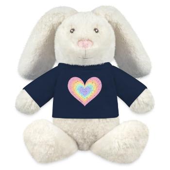 Regenbogen Herz Pastellfarben Pride Monat LGBTQ+ - MiniFeet® RecycelHase® Creme - French Navy - Vorne