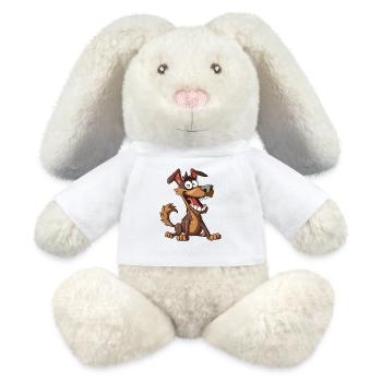 Fröhlicher Cartoon Hund - MiniFeet® RecycelHase® Creme - Weiß - Vorne