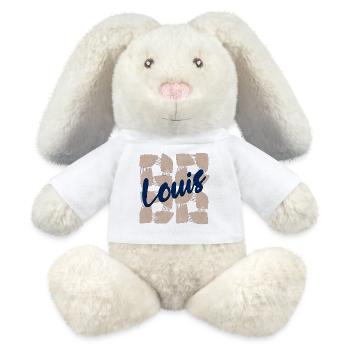 NOM CADEAUX PRÉNOM LOUIS - Lapin en peluche recyclé MiniFeet® Crème - blanc - Devant