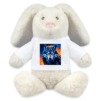 Vivid Geometric Wolf Illustration - MiniFeet® RecycelHase® Bunny Cream - white - Front